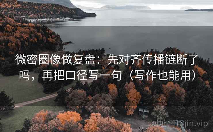 微密圈像做复盘：先对齐传播链断了吗，再把口径写一句（写作也能用）